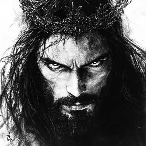 Portrait of Jesus, Warrior with Fiery Eyes