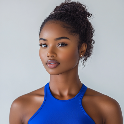 Portrait of Strong, Beautiful Black Woman in Blue