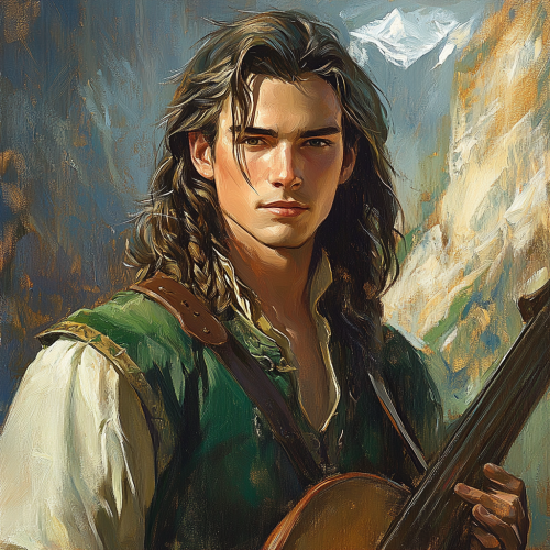 Portrait of a 16-year-old bard with green hair