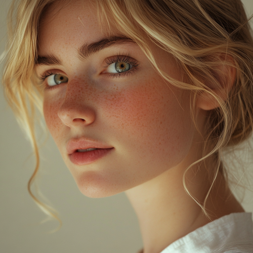 Portrait of a Blonde Woman with Wavy Hair