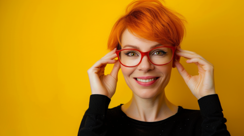 Portrait of a happy woman with orange hair