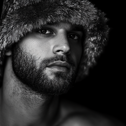 Portrait of a man in fur hat