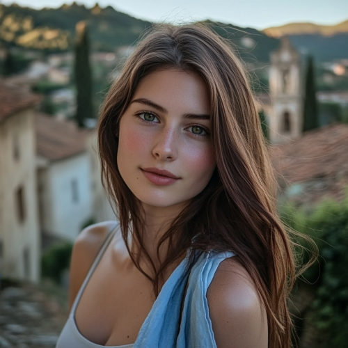 Portrait of a young woman in a village