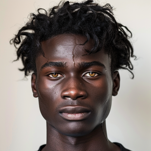 Portrait of serious Black English-Nigerian football player.
