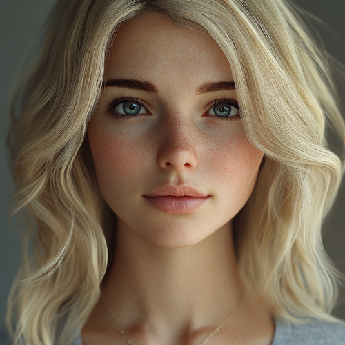 Portrait of young woman with blonde hair necklace