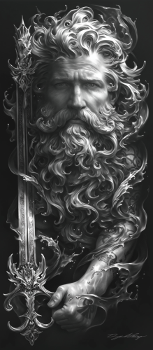 Poseidon Tattoo Design: Hyperrealistic Chicano Style Image Poseidon Tattoo Design: Hyperrealistic Chicano Style Image