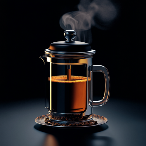 Pouring French press coffee into fancy cup