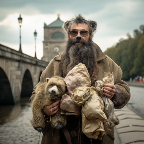 Bearded man on Prague's Charles Bridge
