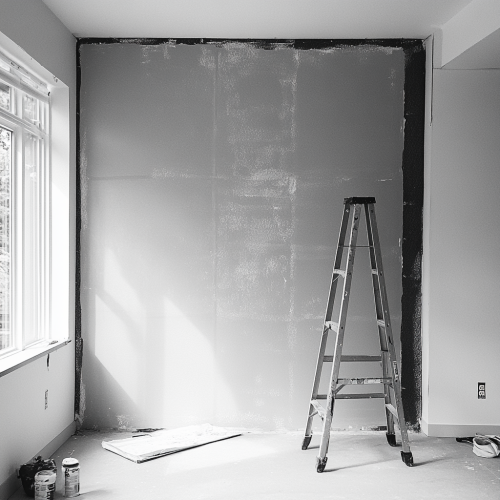 Preparing Modern Home for Sale: Half-Painted Wall