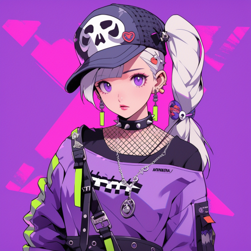 Pretty anime girl in stylish clothes