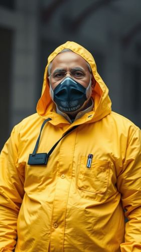 Prime Minister Modi in a Hazmat Suit