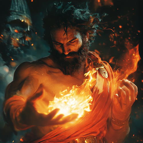 Prometheus steals fire from Zeus in dramatic scene