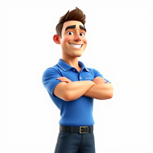 Proud Roofing Company Avatar in Blue Polo Shirt