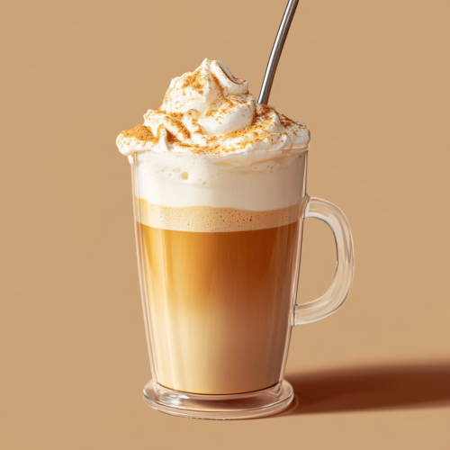 Pumpkin Spiced Latte with Cream Foam, Warm Background Pumpkin Spiced Latte with Cream Foam, Warm Background