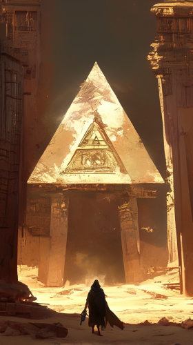 Pyramid with Half Stone and Sand Effects