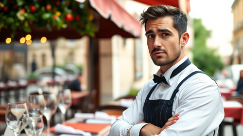 Questioning Italian Waiter Near the Restaurant