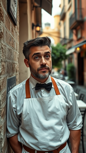 Questioning Italian Waiter Outside the Restaurant