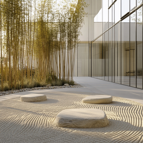 Quiet oasis in university garden for peaceful meditation