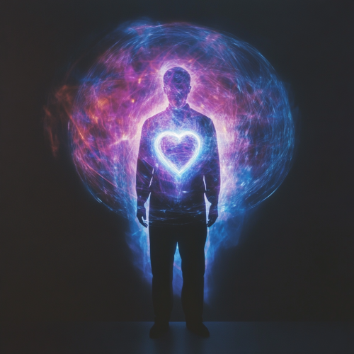 Radiant Heart Energy Field Surrounds Human Figure