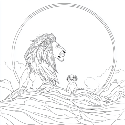 Rafiki introduces Simba in simple coloring page