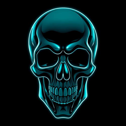 Realistic Cyber Skull with Neon Style