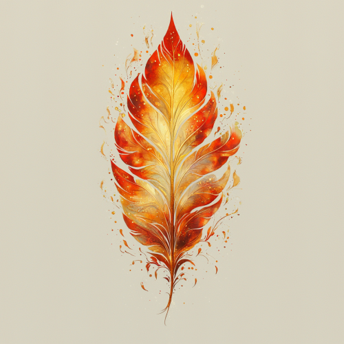 Rebirth and resilience: feather turning into fire.