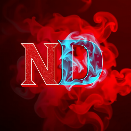 Red N and D Logo on Smoky Background