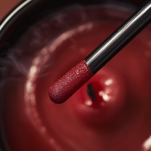 Red match lights luxurious red candle flame