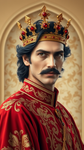 Regal King's Portrait with Elegant Background