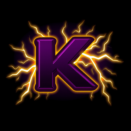 Regal Purple K Surrounded by Vibrant Lightning