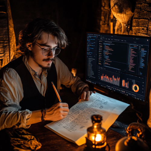 Ricky Writes with Quill, Uses Computer for Work