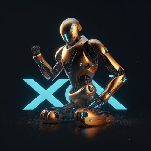 Robot Logo with Glowing 3D Design