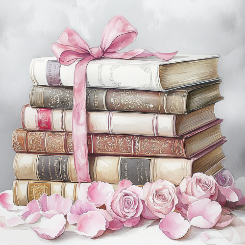 Romantic Book Covers and Roses Illustration