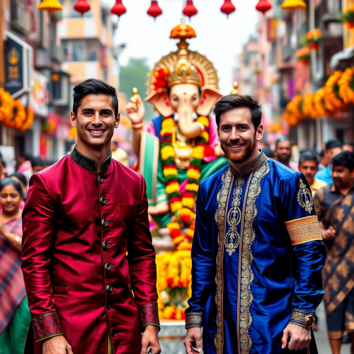 Ronaldo and Messi at India's Ganesh Chaturthi Fest Ronaldo and Messi at India's Ganesh Chaturthi Fest