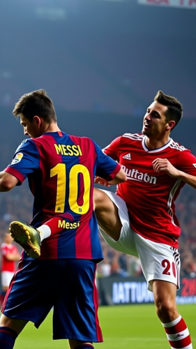 Ronaldo beats Messi in soccer game.