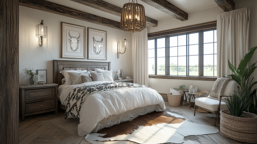 Rustic Homestead Chic Bedroom with Bohemian Accents
