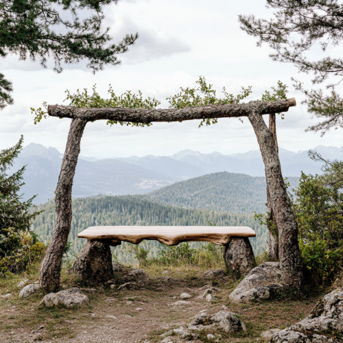 Rustic wooden mountain peak photo corner