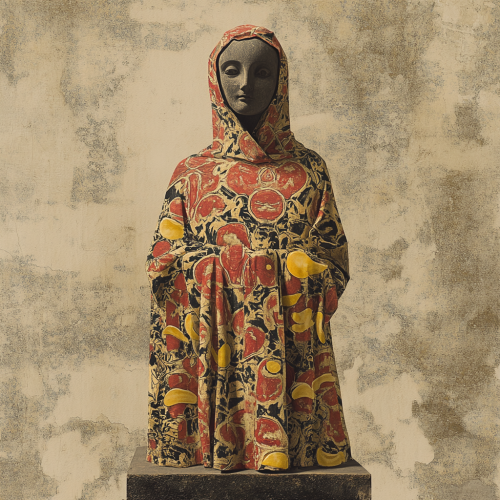 Saint Lucia statue in Mount Vesuvius with pasta