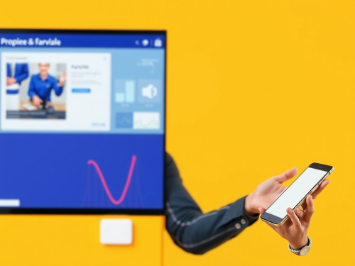 Salesman Showcasing Product on Yellow Background