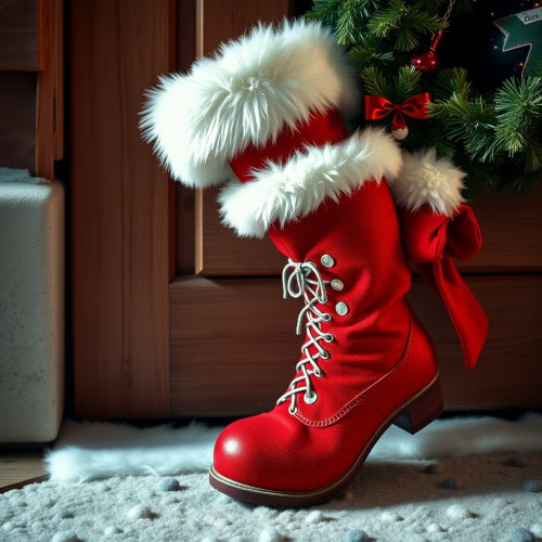 Santa's Realistic Boots by the Door