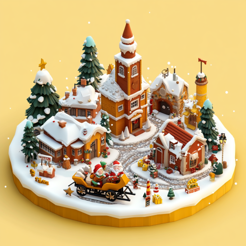 Santa's Village in Low Poly Game Style