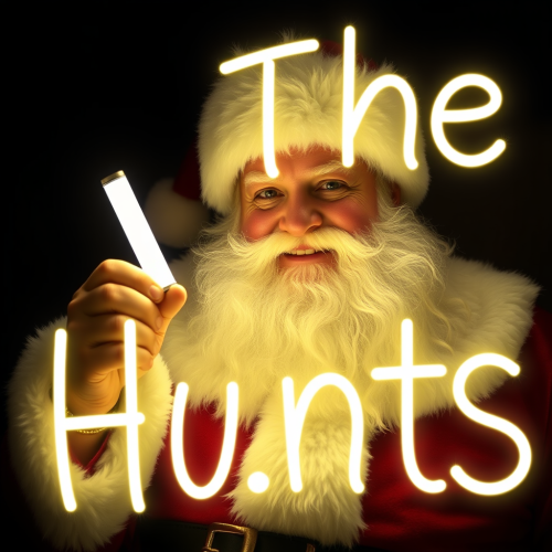 Santa Claus Gleefully Displays 'The Hunts' with Glowstick