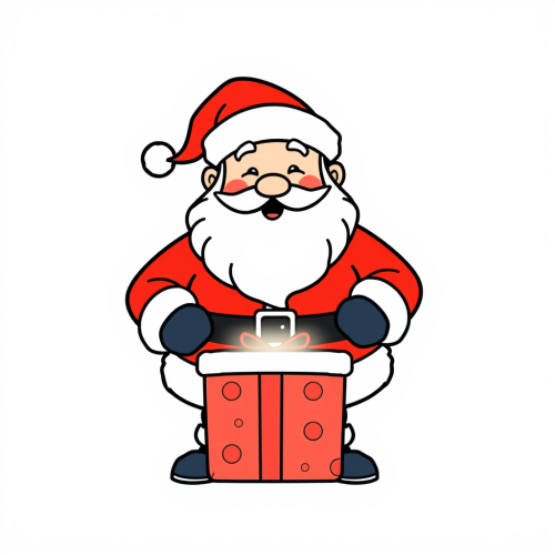 Santa Claus Opening a Glowing Gift Box