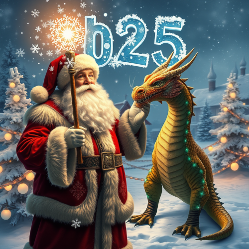 Santa Claus and Dragon Welcoming 2025 in Russia