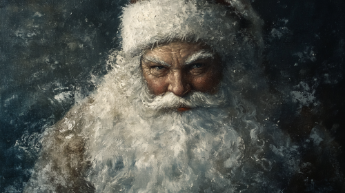 Santa in white with grey background. Classic vintage style Santa in white with grey background. Classic vintage style