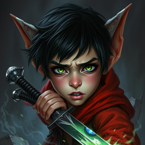 Scared Teenage Goblin with Dagger in Fantasy Art