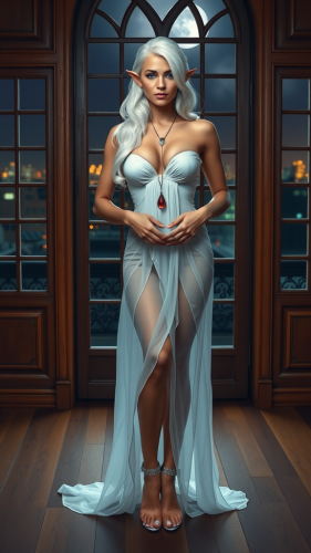 Sensual Dark Elf Woman in Luxurious Room