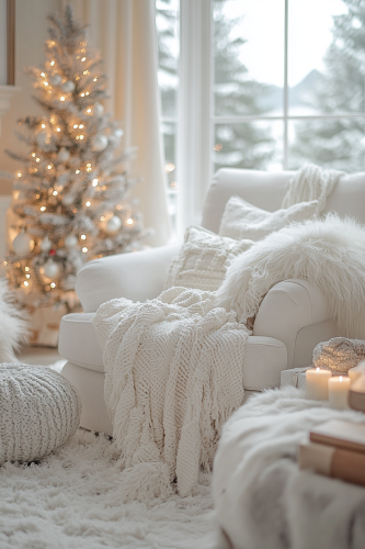 Serene Winter White Living Room for Minimalist Christmas