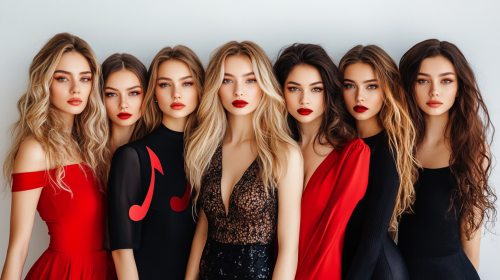 Seven Women as Musical Notes in Photo Shoot