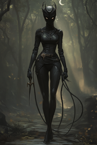 Shadow Princess in Dark Armor with Daggers —Fantasy Art